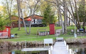 View of cabins from the dock at Cedar Point Resort