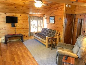 Maple Cabin at Cedar Point Resort open concept living space