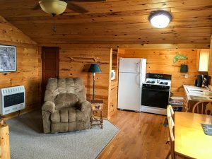 Maple Cabin at Cedar Point Resort living space with open concept